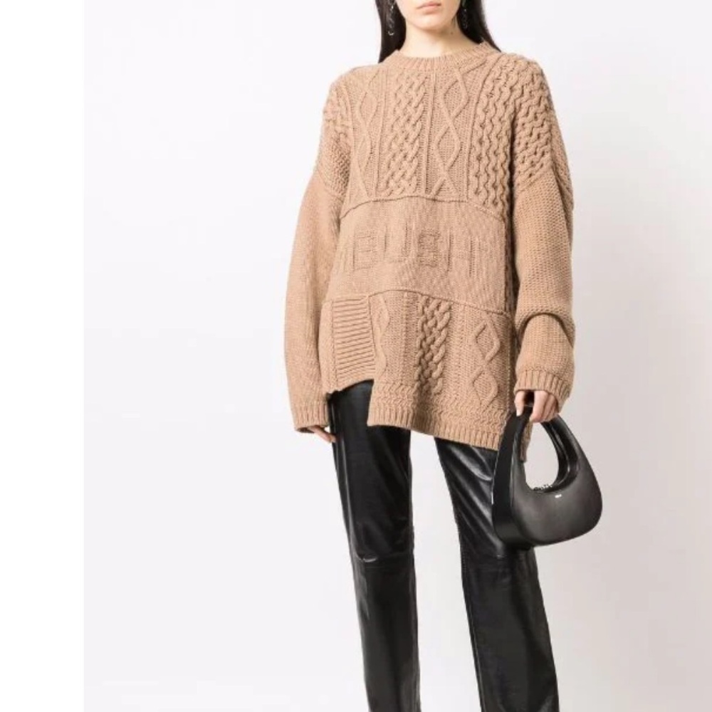 NWT AMBUSH Asymmetrical Patchwork Cashmere Blend Cable-knit Jumper